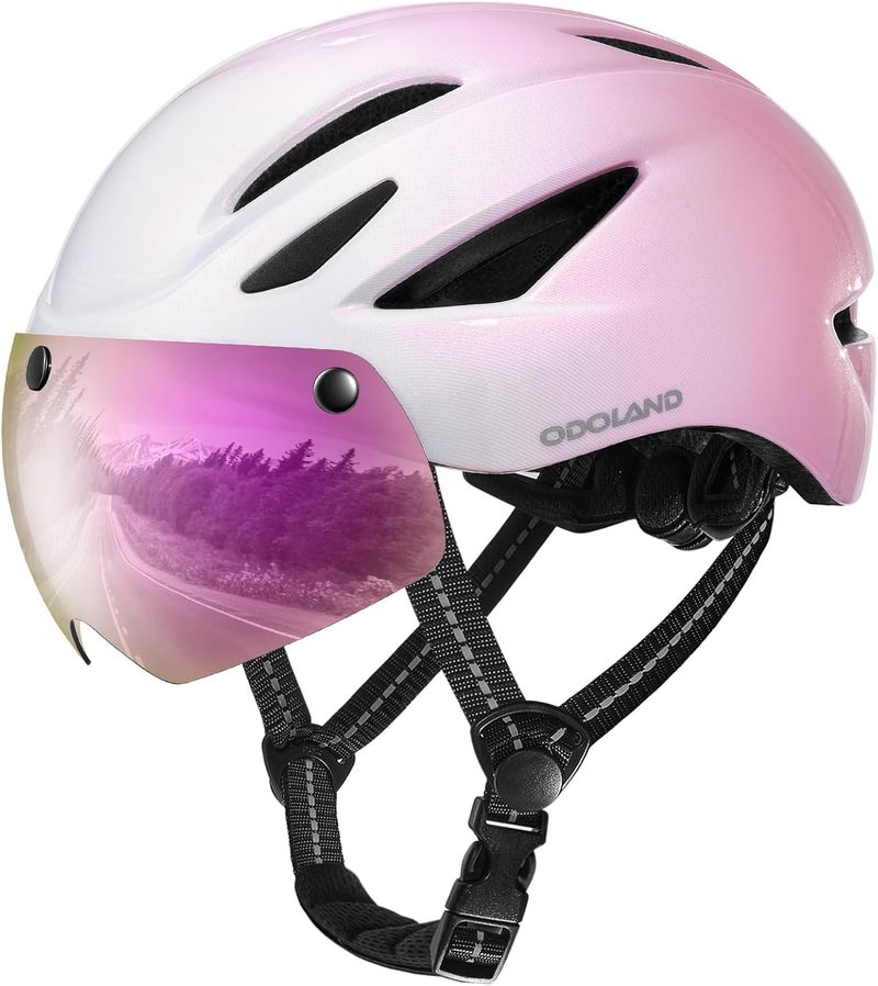 Odoland Bike Helmet with Magnetic Sun Visor for Adults, Glasses-Friendly Design Adjustable Dial Cycling Helmet for Men & Women, Urban Riding Bicycle Helmet for Mountain, Road, E-Bike, Commuting - Image 1